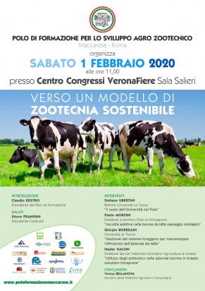 "VERSO UN MODELLO DI ZOOTECNIA SOSTENIBILE" - Incontro del POLO DI FORMAZIONE MACCARESE Sabato 1 Febbraio 2020 c/o VERONAFIERE Locandina A4 Polo Feb 2020